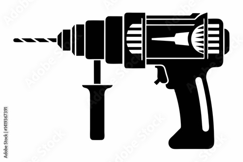 core drill silhouette line art vector illustration