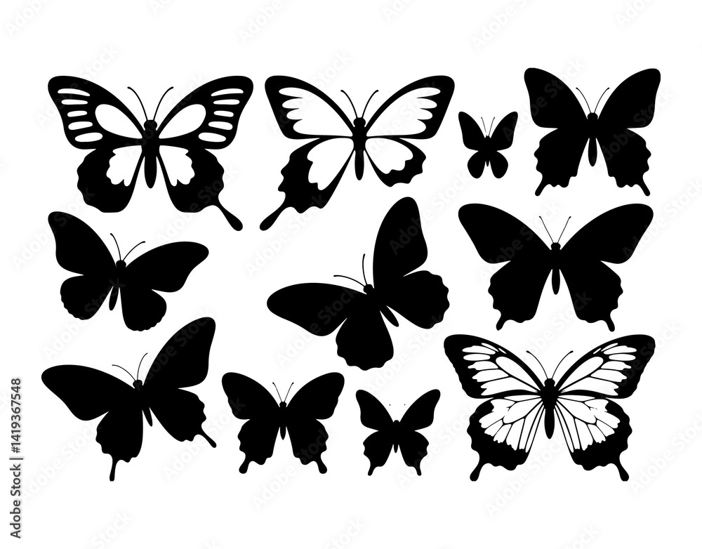 set of vector butterflies