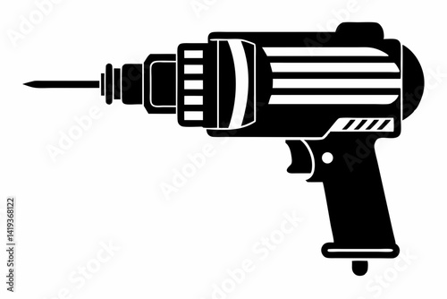 core drill silhouette line art vector illustration