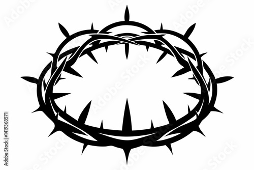 crown of thorns silhouette line art vector illustration