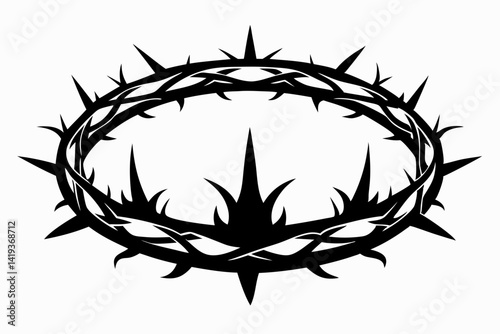crown of thorns silhouette line art vector illustration