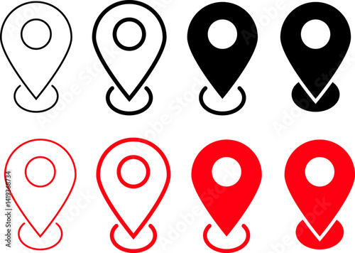 Set of map location icons. Pin location symbol. Modern map markers