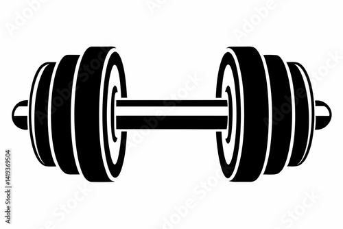 dumbbell silhouette line art vector illustration