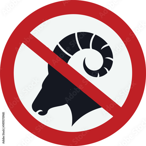 No Goat Sign: A bold illustration warns of prohibited areas, a simple, iconic representation of a universally understood restriction.