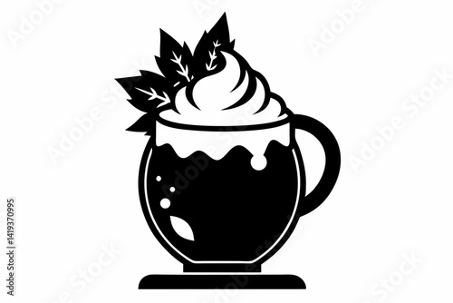 eggnog silhouette line art vector illustration