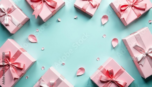 Elegant gift box pattern, pastel hues, ribbon accents, stripes, wallpaper, background
