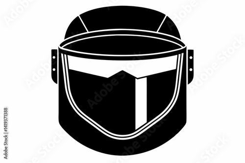 face shield silhouette line art vector illustration