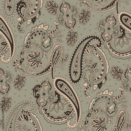 Seamless floral pattern, classic flower ornament, abstract ditsy print in vintage motif. Elegant botanical design of beautiful large wild flowers, leaves, small branches, herbs. Vector illustration.