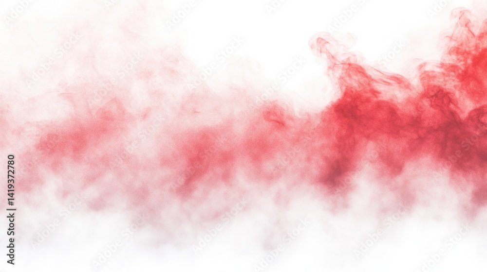Fototapeta premium Crimson vaporous clouds against a white background.