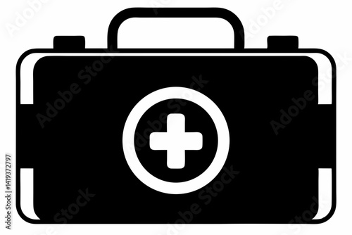 first aid kit silhouette line art vector illustration