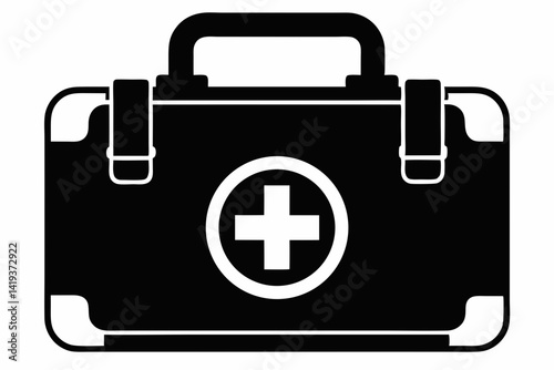 first aid kit silhouette line art vector illustration