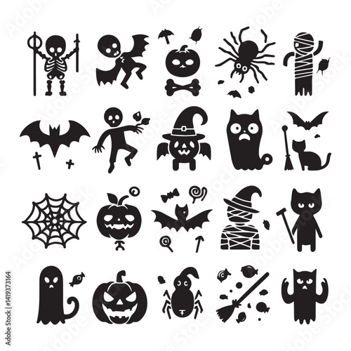 Halloween vector icon set. Use in your craft designs - make stickers - and use for other needs