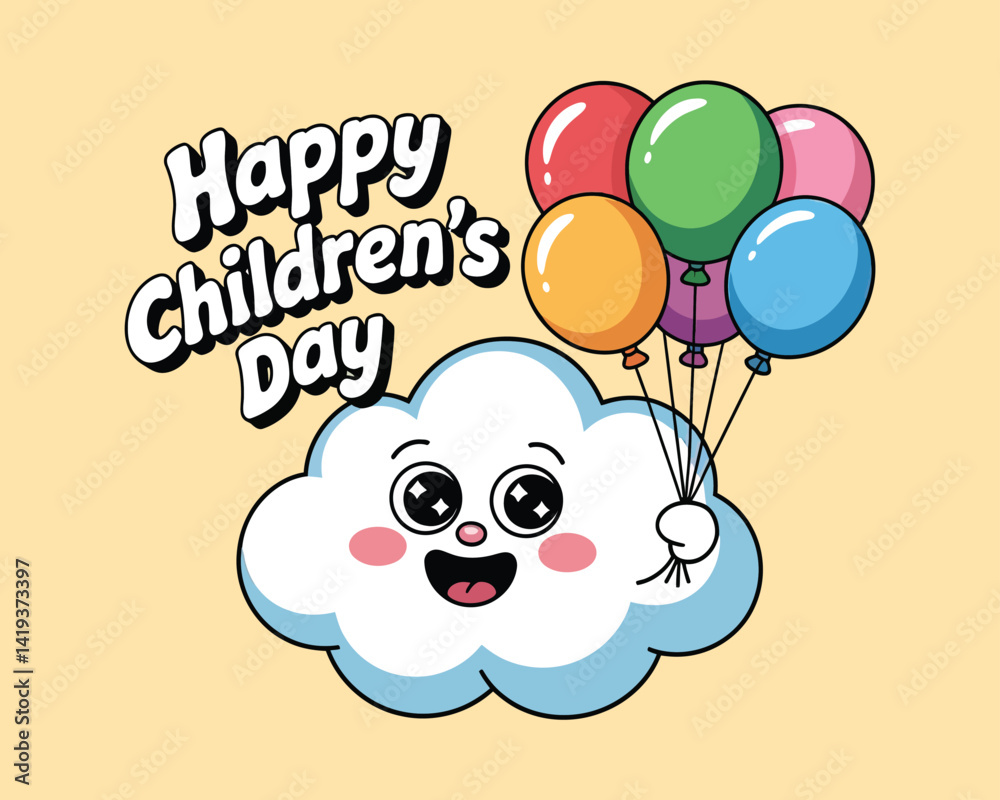2d vector illustration card happy celebration day children day design printable with lettering and design element
2d vector illustration card happy celebration day children day design printable with lettering and design element
