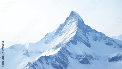 Wallpaper Mural Snow-covered mountain peak against a bright white sky, calm, cliffs Torontodigital.ca
