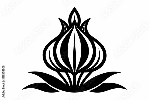 garlic plant silhouette line art vector illustration