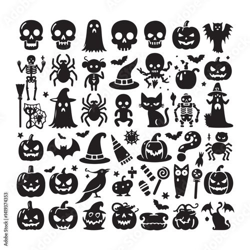 Halloween vector icon set. Use in your craft designs - make stickers - and use for other needs