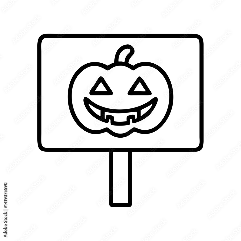 Fototapeta premium Halloween pumpkin sign vector illustration, autumn holiday decoration, spooky season design element