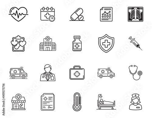 20 Healthcare Icons set. vector file.
