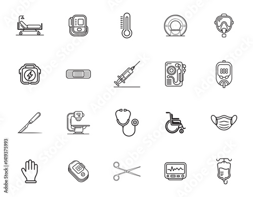 20 Medical Equipment Icons set
