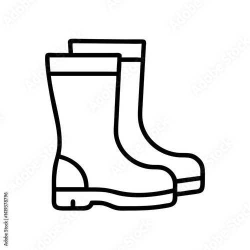 Find waterproof rubber rain boots vector illustration for outdoor activities and gardening needs