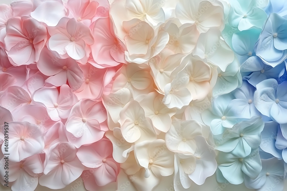 Obraz premium Colorful hydrangea floral pattern background for gentle, romantic cards, design, and presentation
