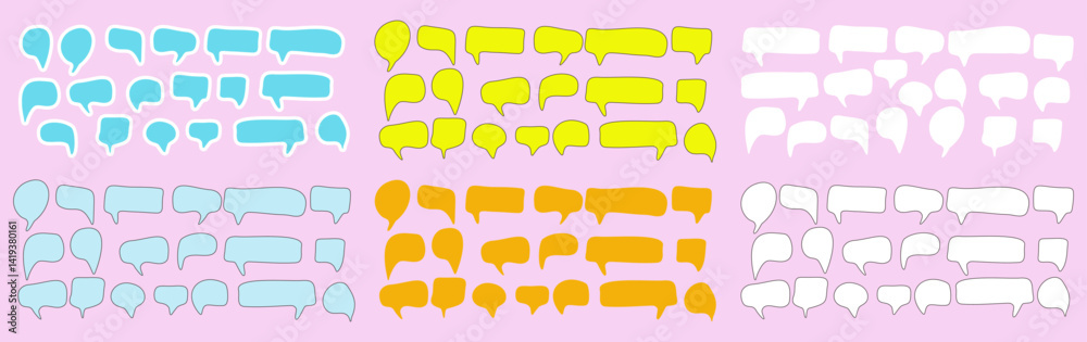 Set of speech bubbles in different colors drawn by hand Set of speech bubbles in different colors drawn by hand