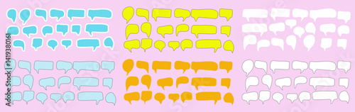 Set of speech bubbles in different colors drawn by hand