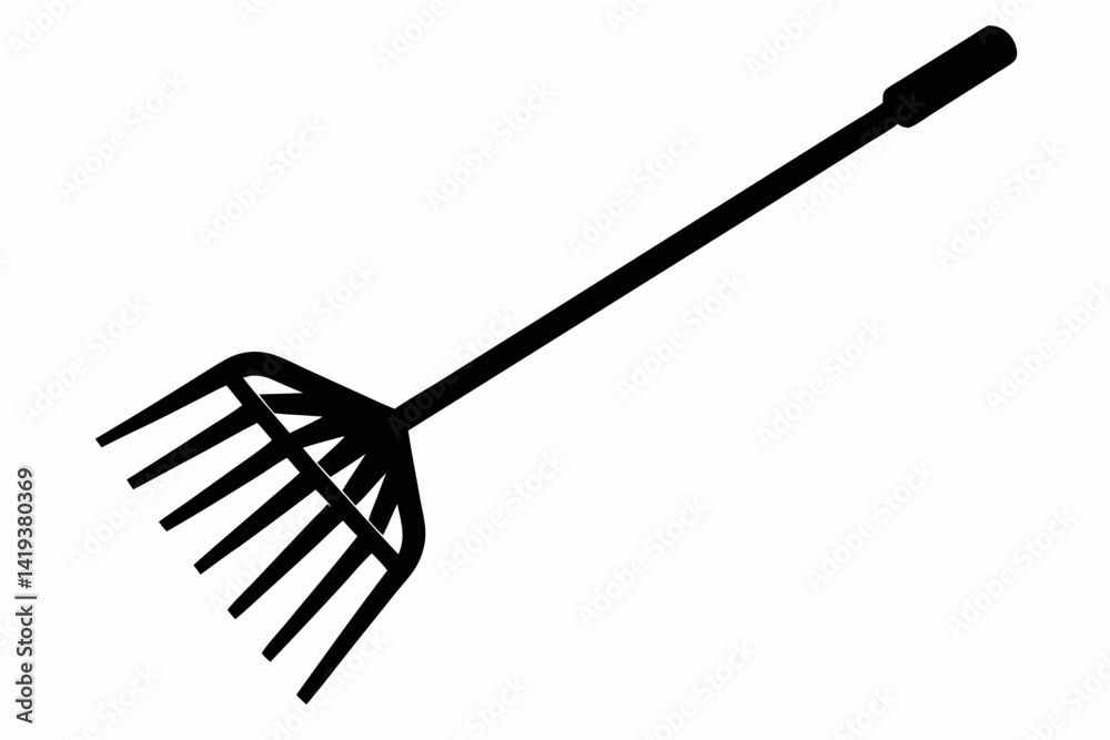 Naklejka premium hand rake silhouette line art vector illustration