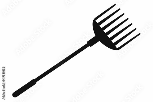 hand rake silhouette line art vector illustration