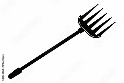 hand rake silhouette line art vector illustration