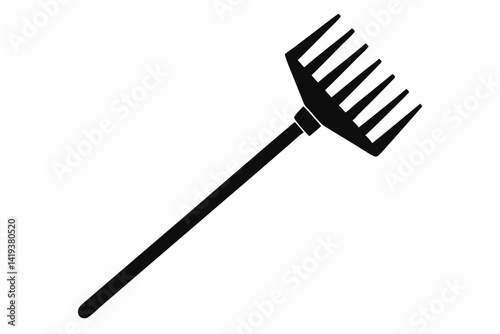 hand rake silhouette line art vector illustration