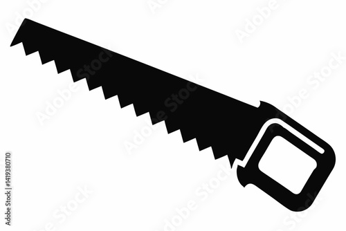 hand saw silhouette line art vector illustration