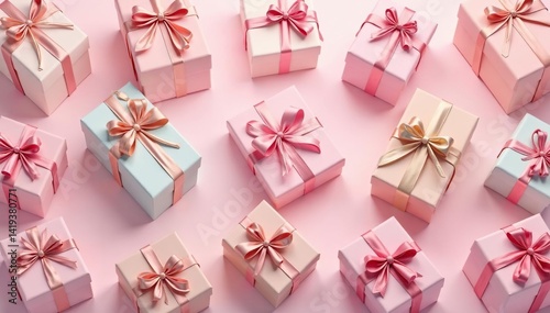 Elegant repeating gift box pattern, pastel hues, vector, gift box, illustration