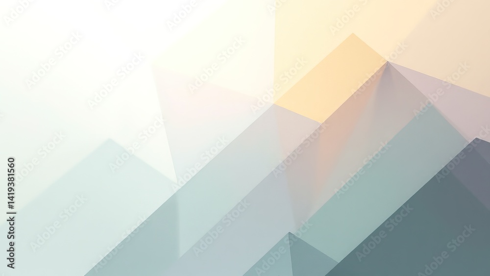 Soft Pastel Abstract Landscape with Geometric Shapes and Layers Soft Pastel Abstract Landscape with Geometric Shapes and Layers