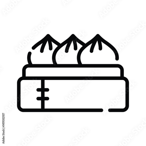 Here is a trendy line style icon of dumplings pot