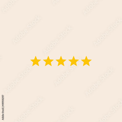 Five stars customer product rating review icon flat vector design.