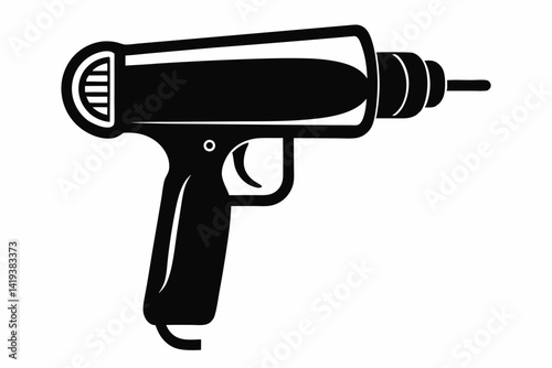 heat gun silhouette line art vector illustration