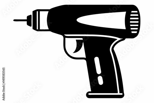 heat gun silhouette line art vector illustration