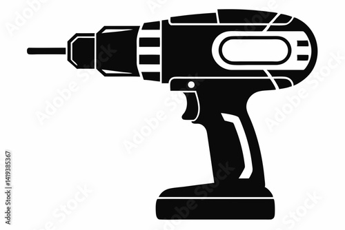 impact driver silhouette line art vector illustration