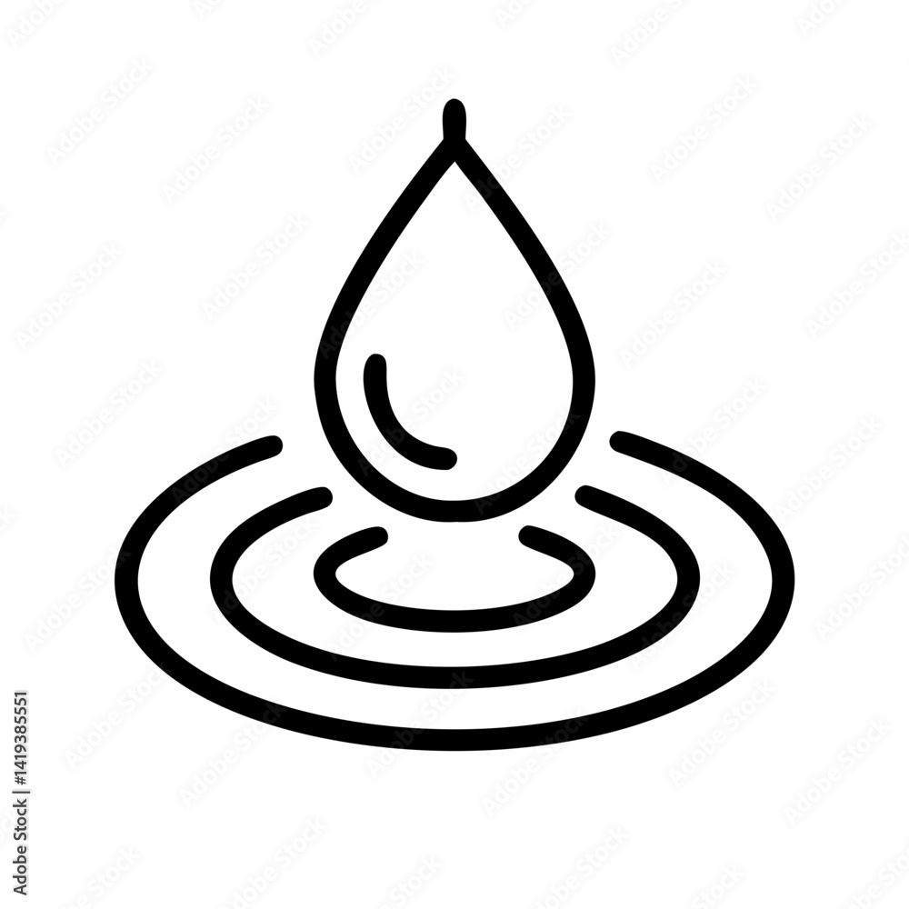 Water drop falling into water surface causing ripples vector icon illustration design element Water drop falling into water surface causing ripples vector icon illustration design element