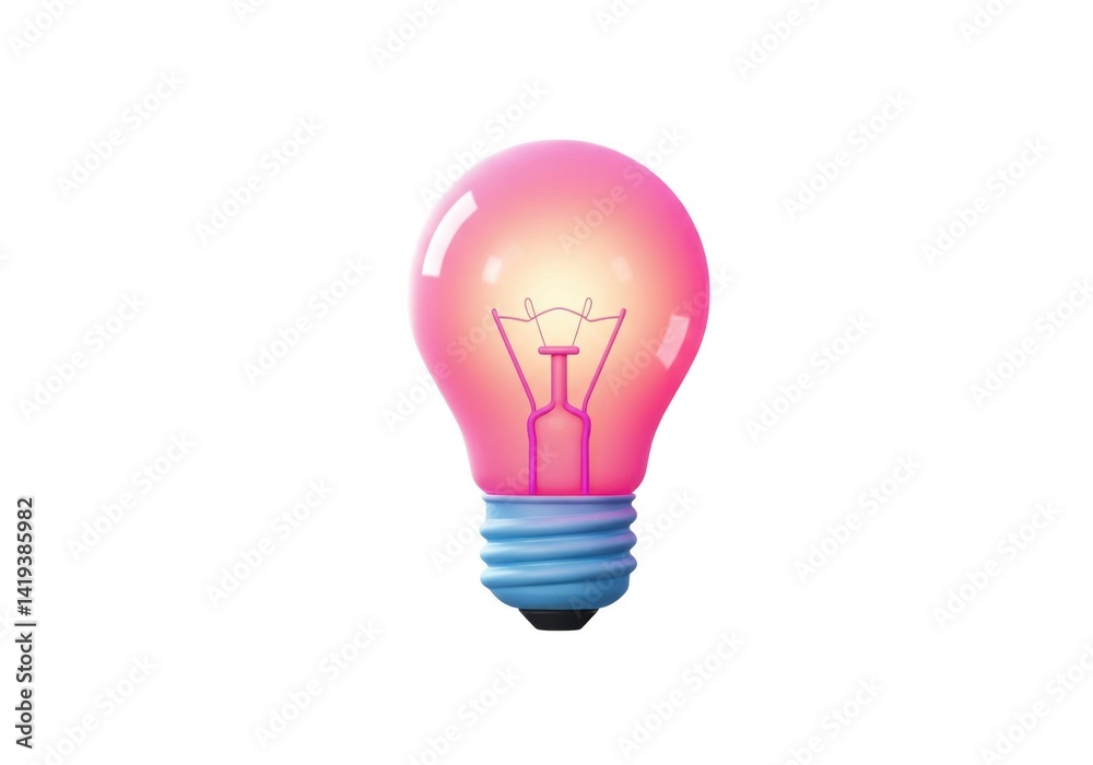 Fototapeta premium Pink lightbulb illustration, idea concept isolated on white background