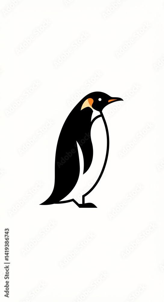Obraz premium Penguin Standing Still Isolated on White Background