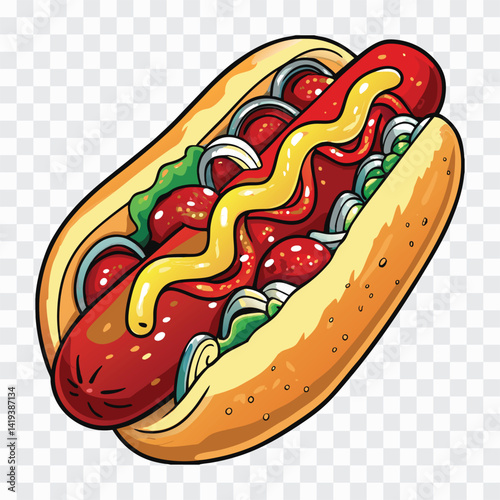 Hotdog Vector Illustration | Flat Fast Food Icon | Tasty Snack Graphic Design