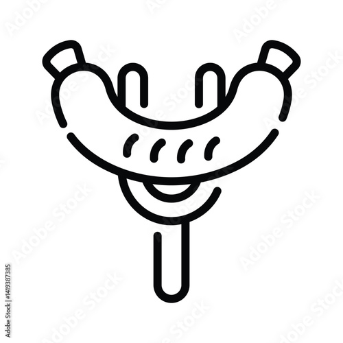A well designed outline icon of sausage on a fork