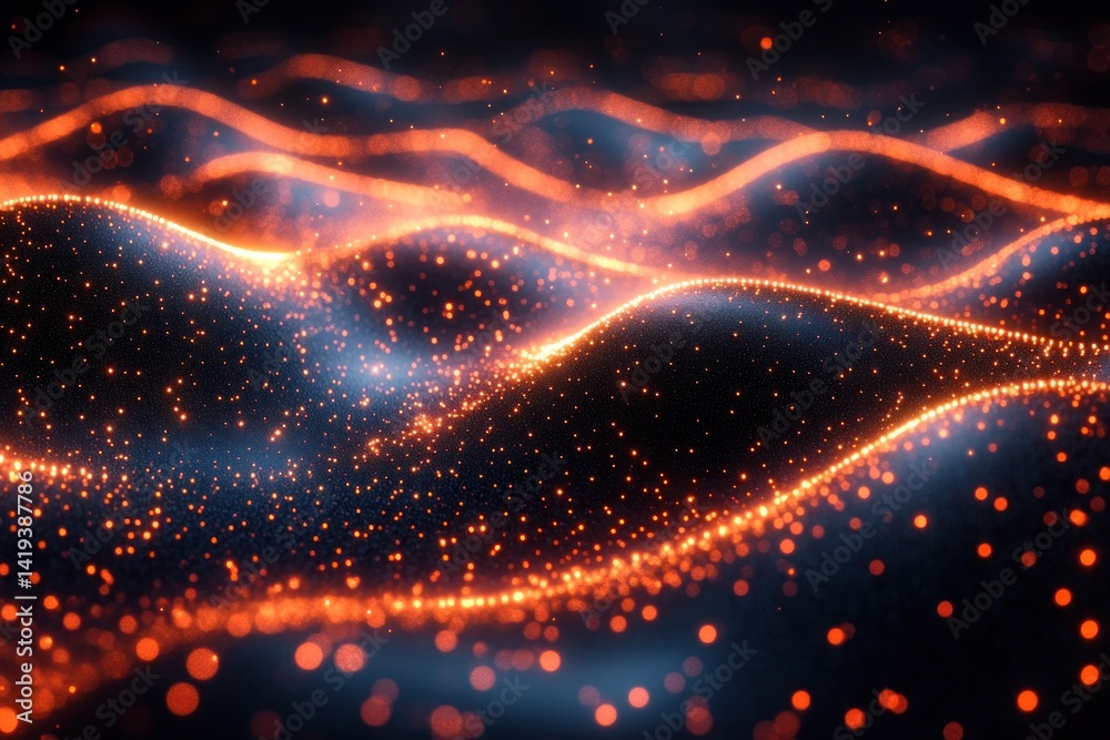 Obraz premium Abstract glowing particles, wavy patterns