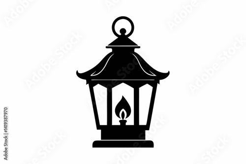 lantern silhouette line art vector illustration