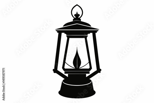 lantern silhouette line art vector illustration
