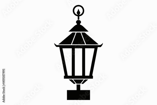 lantern silhouette line art vector illustration