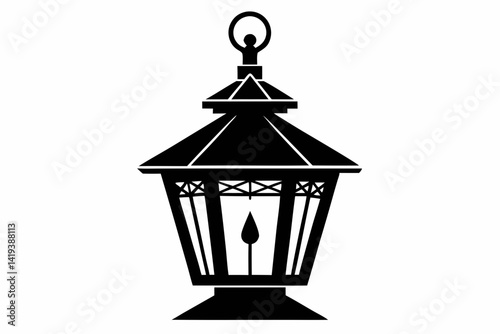 lantern silhouette line art vector illustration