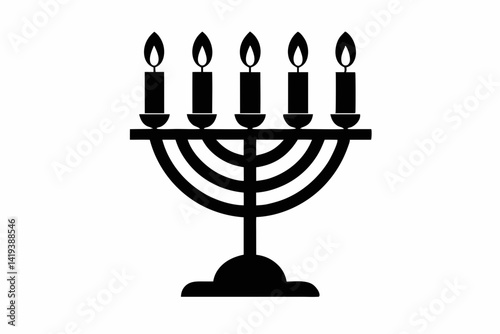 menorah silhouette line art vector illustration